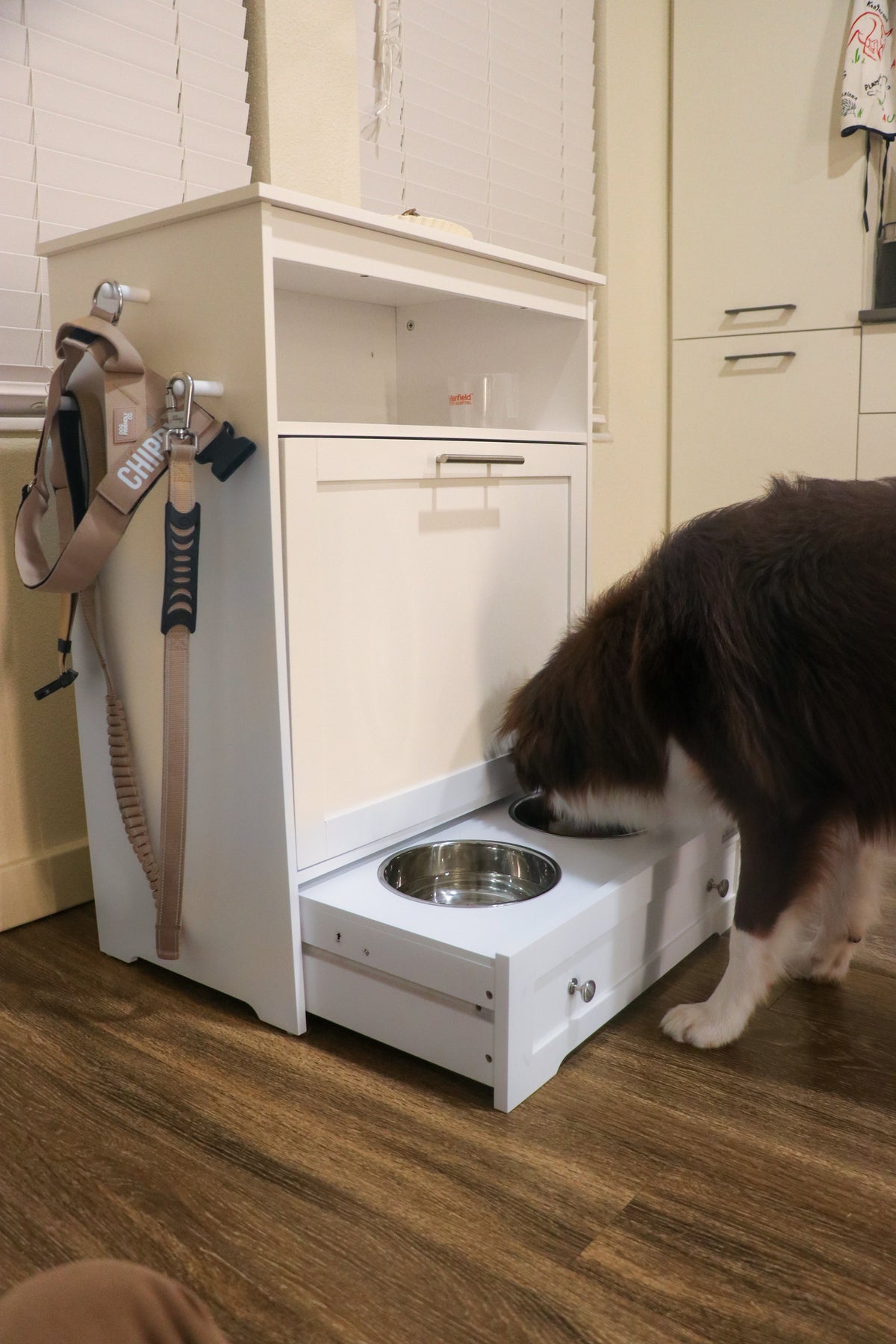 PawNora Furniture-Style Pet Feeding Station – Elevated Bowls &amp; Smart Storage