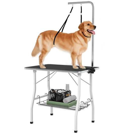 PawNora Adjustable Dog Grooming Table – Foldable with Storage Shelves