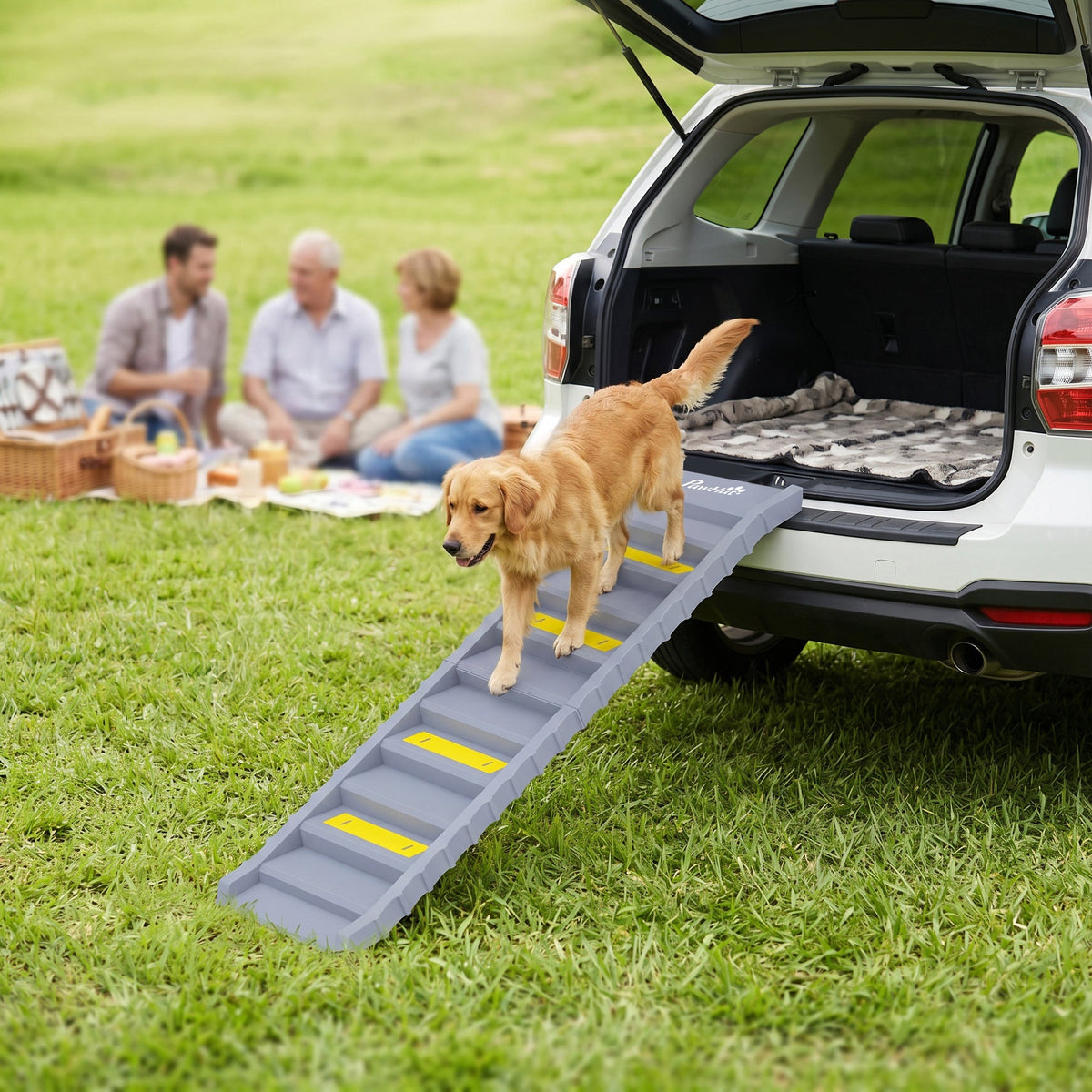 PawNora Foldable Dog Car Ramp – Non-Slip Pet Stairs for Cars &amp; Beds