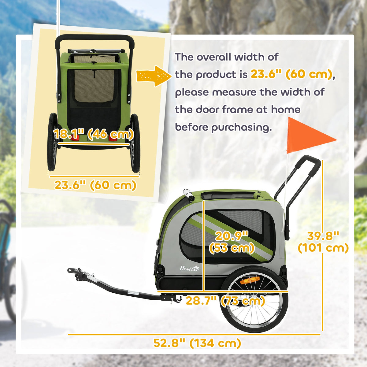 PawNora 2-in-1 Dog Bicycle Trailer &amp; Stroller – Foldable Pet Carrier