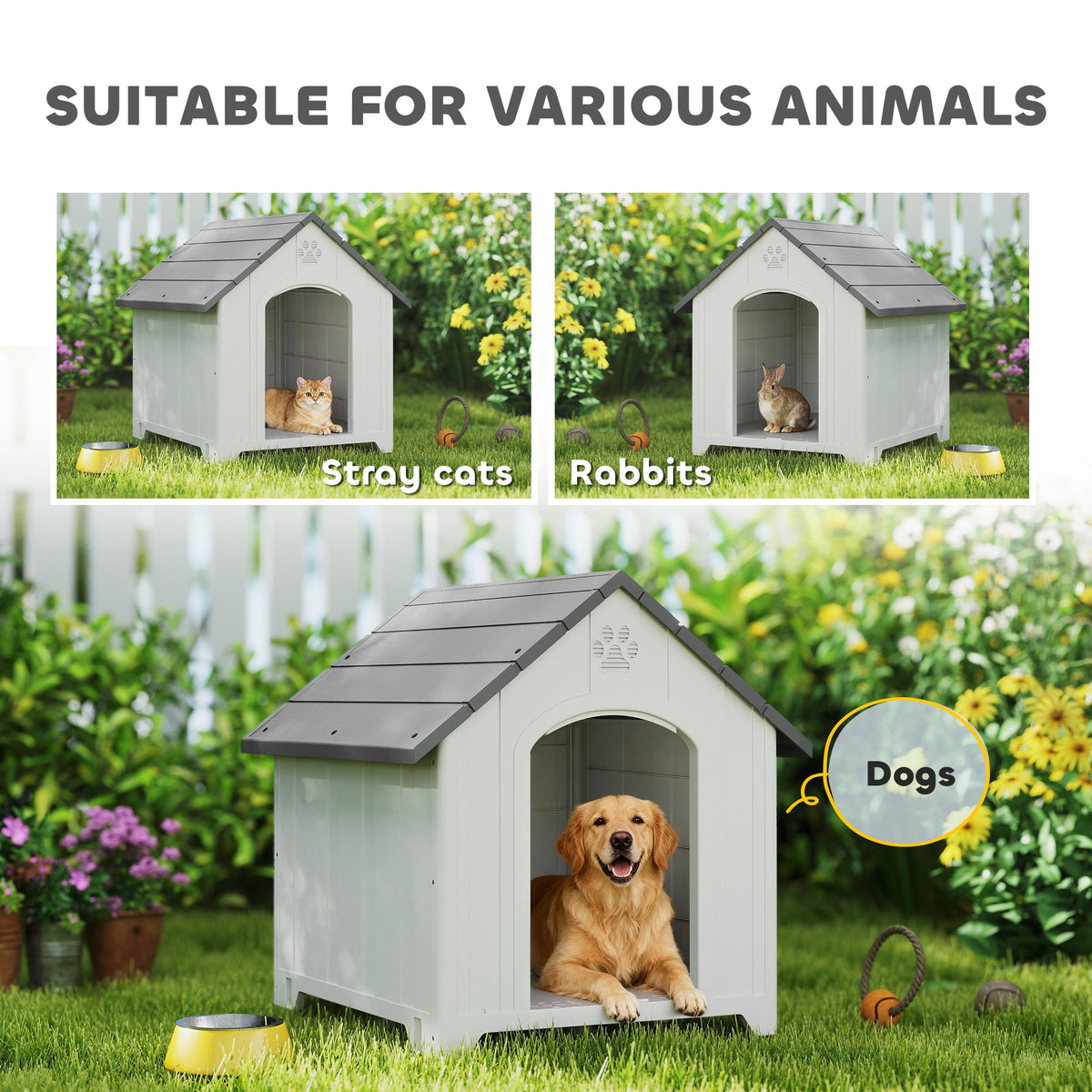 PawNora Large Outdoor Dog House – Reinforced PP Shelter with Raised Base