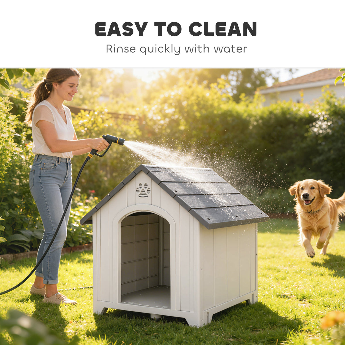 PawNora Large Outdoor Dog House – Reinforced PP Shelter with Raised Base