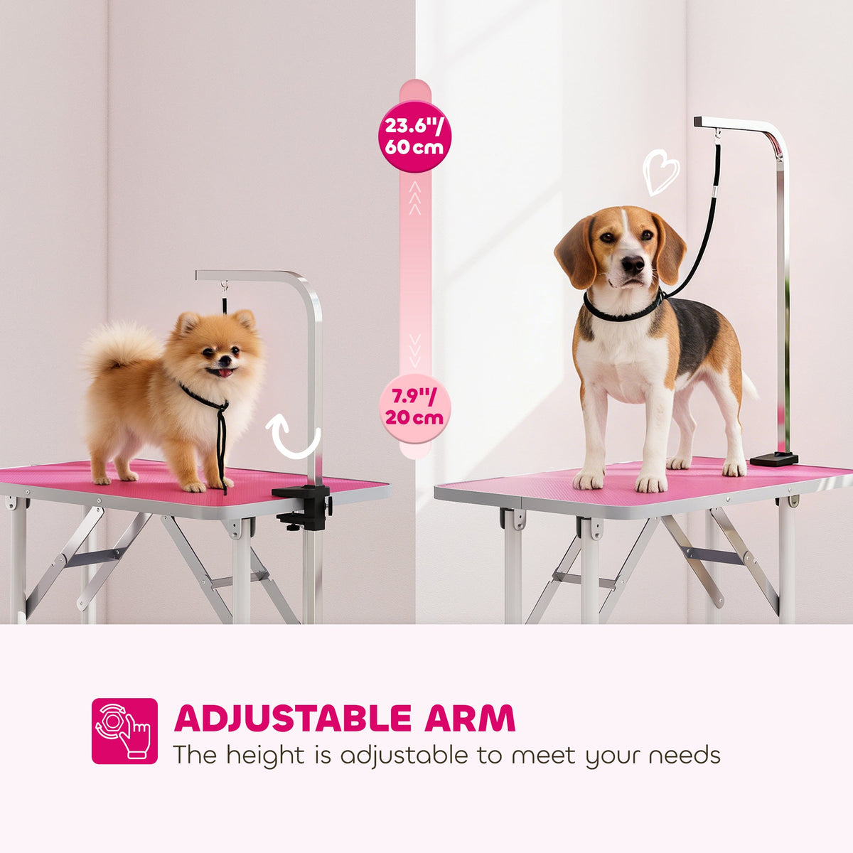 PawNora Foldable Pet Grooming Table – Adjustable Height with Non-Slip Surface