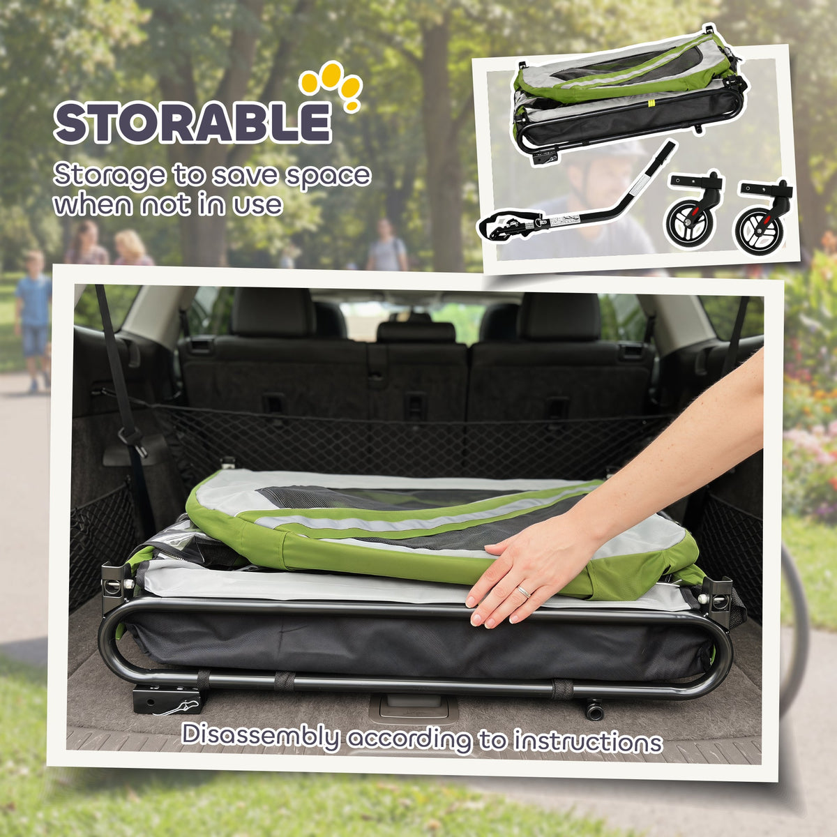 PawNora 2-in-1 Dog Bicycle Trailer &amp; Stroller – Foldable Pet Carrier