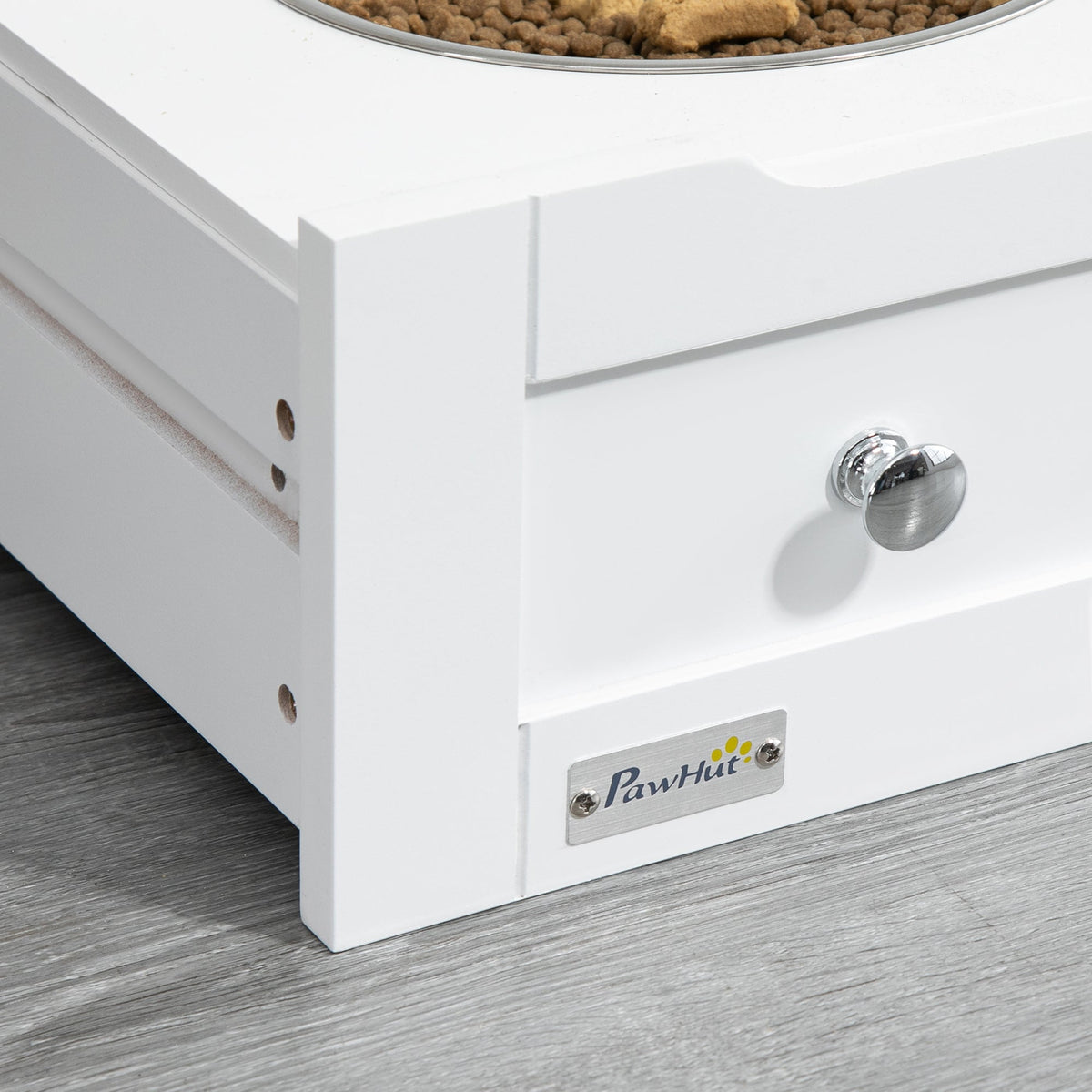 PawNora Furniture-Style Pet Feeding Station – Elevated Bowls &amp; Smart Storage