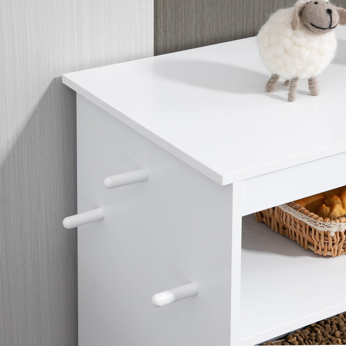PawNora Furniture-Style Pet Feeding Station – Elevated Bowls &amp; Smart Storage