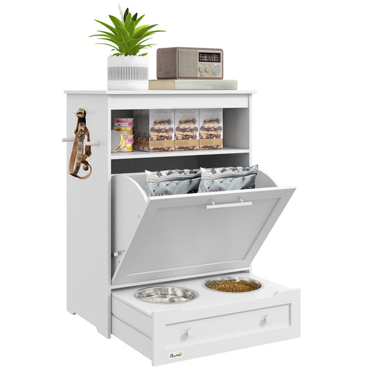 PawNora Furniture-Style Pet Feeding Station – Elevated Bowls &amp; Smart Storage