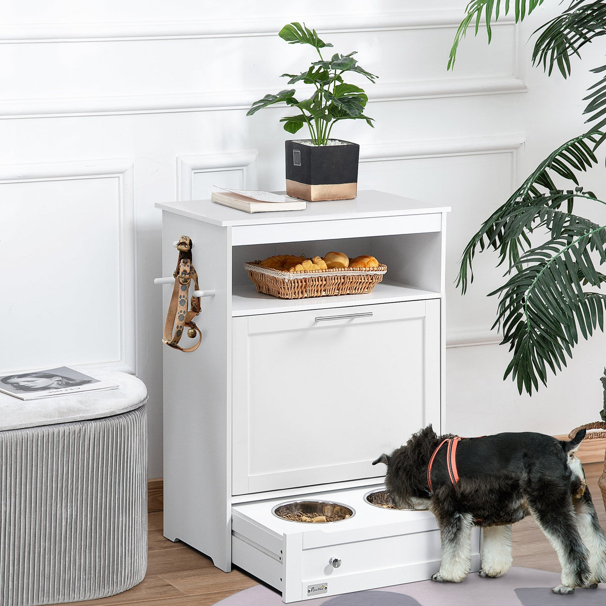 PawNora Furniture-Style Pet Feeding Station – Elevated Bowls &amp; Smart Storage