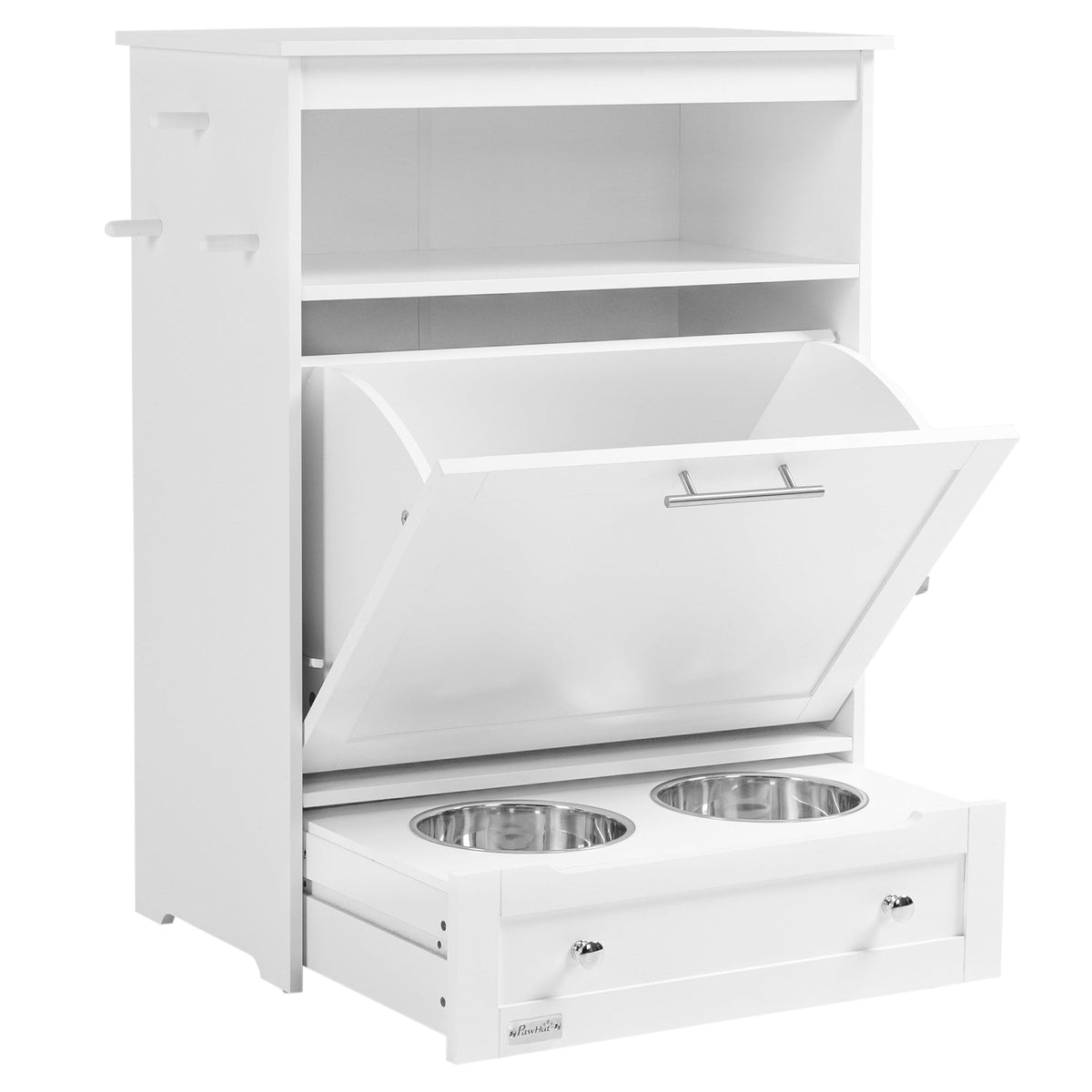 PawNora Furniture-Style Pet Feeding Station – Elevated Bowls &amp; Smart Storage