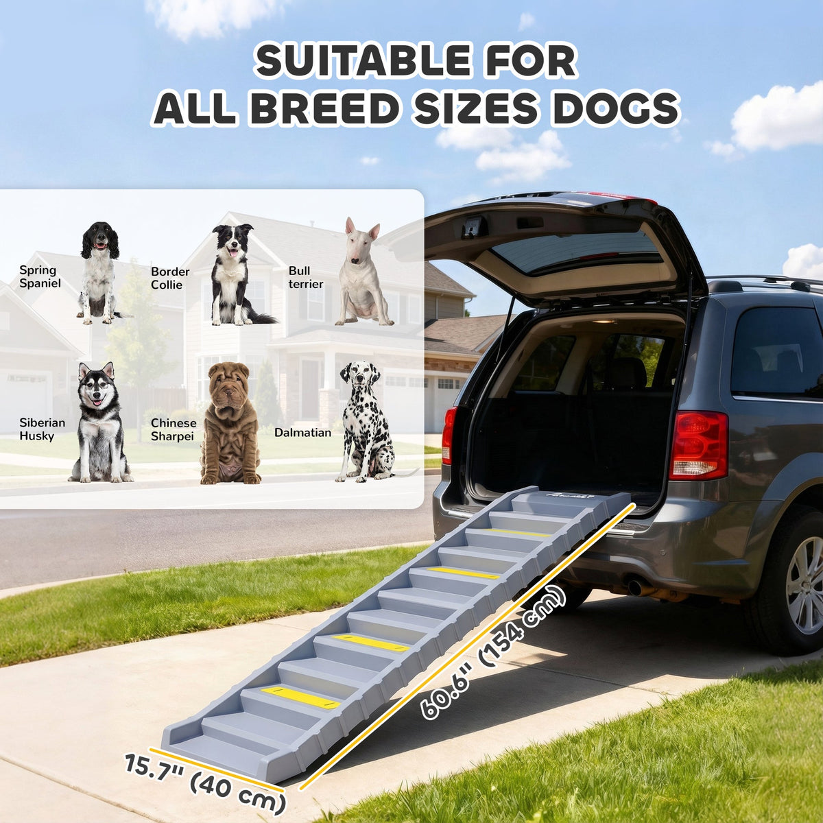 PawNora Foldable Dog Car Ramp – Non-Slip Pet Stairs for Cars &amp; Beds