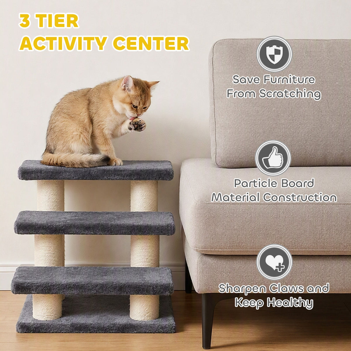 PawNora Cat Climbing Tower – Multi-Level Cat Tree with Sisal Scratching Posts