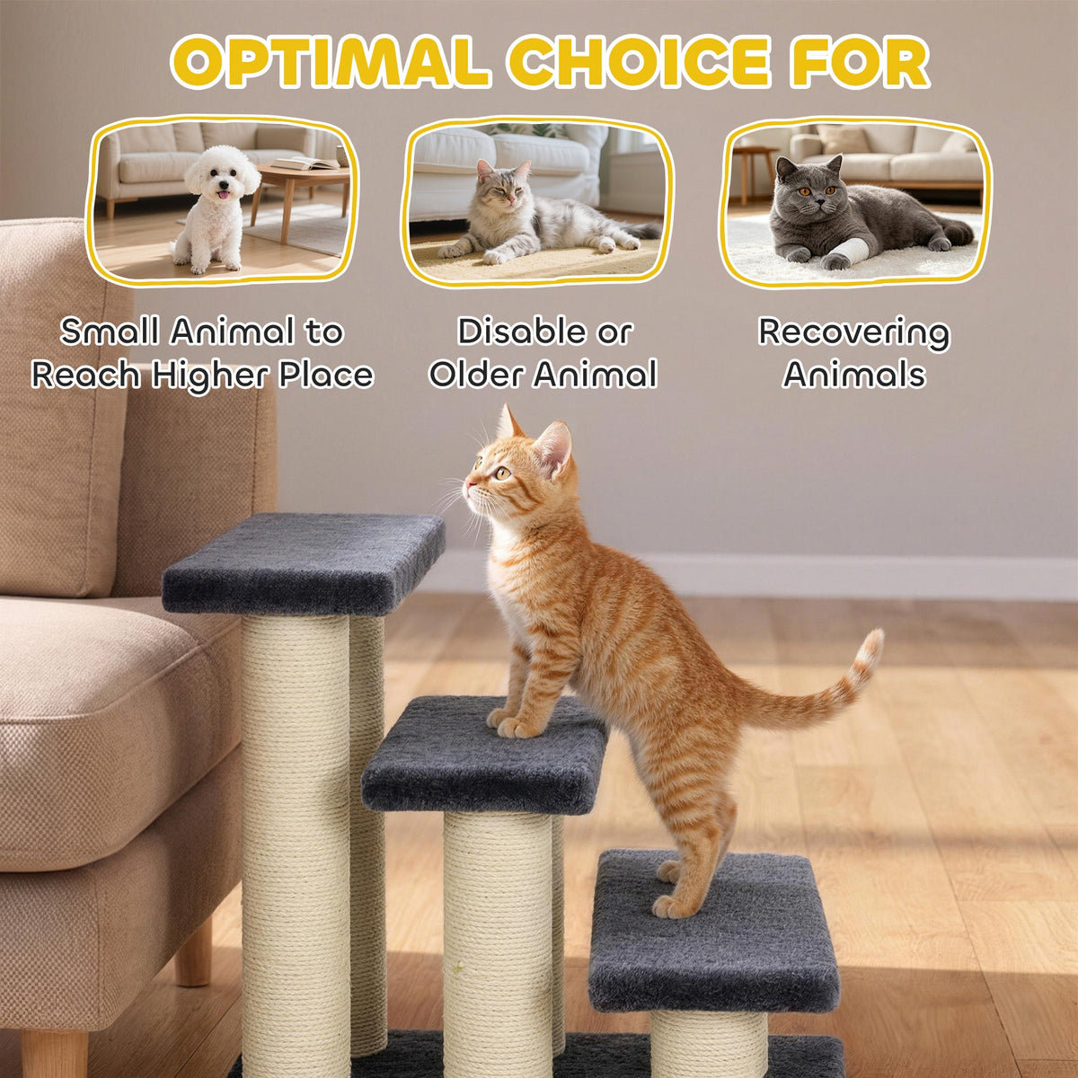PawNora Cat Climbing Tower – Multi-Level Cat Tree with Sisal Scratching Posts