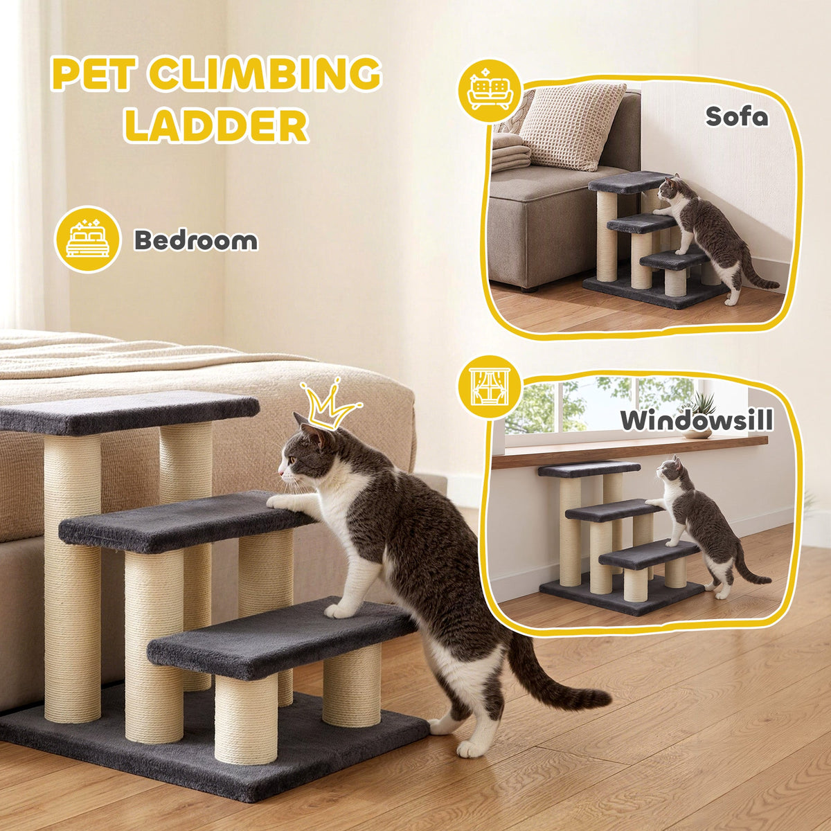 PawNora Cat Climbing Tower – Multi-Level Cat Tree with Sisal Scratching Posts