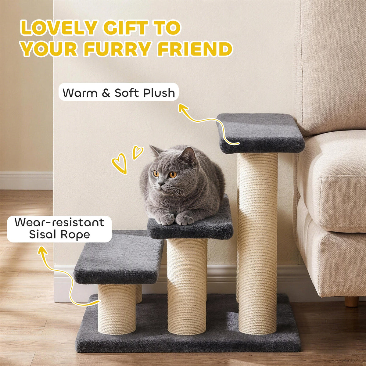 PawNora Cat Climbing Tower – Multi-Level Cat Tree with Sisal Scratching Posts