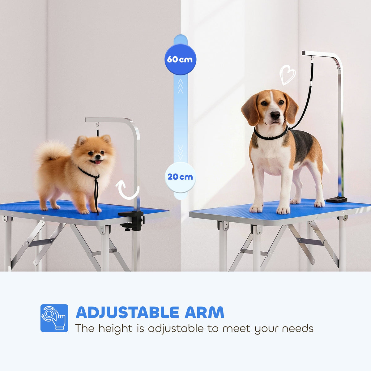 PawNora Foldable Pet Grooming Table – Adjustable Height with Non-Slip Surface