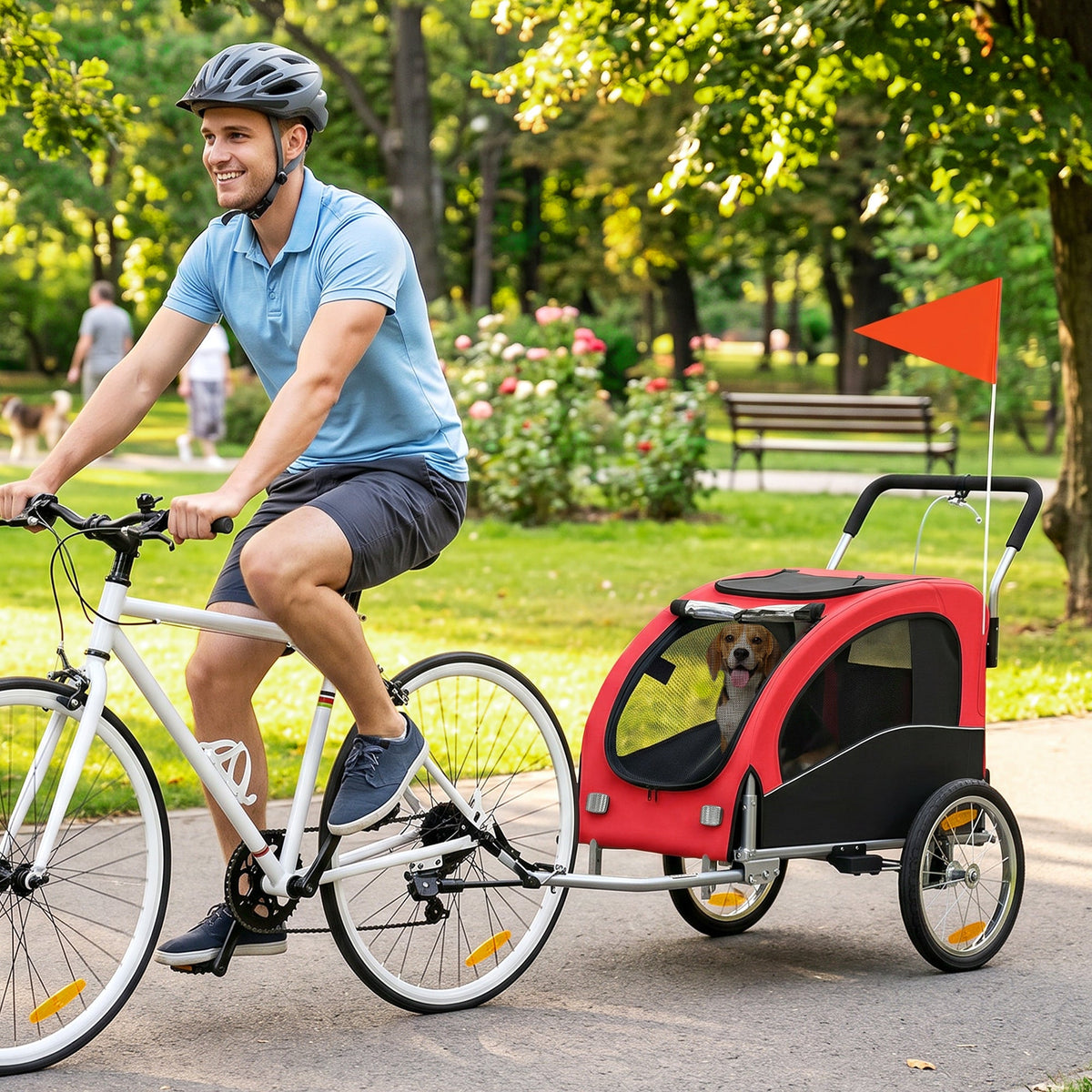 PawNora 2-in-1 Dog Bike Trailer &amp; Stroller – Foldable Pet Carrier with Suspension