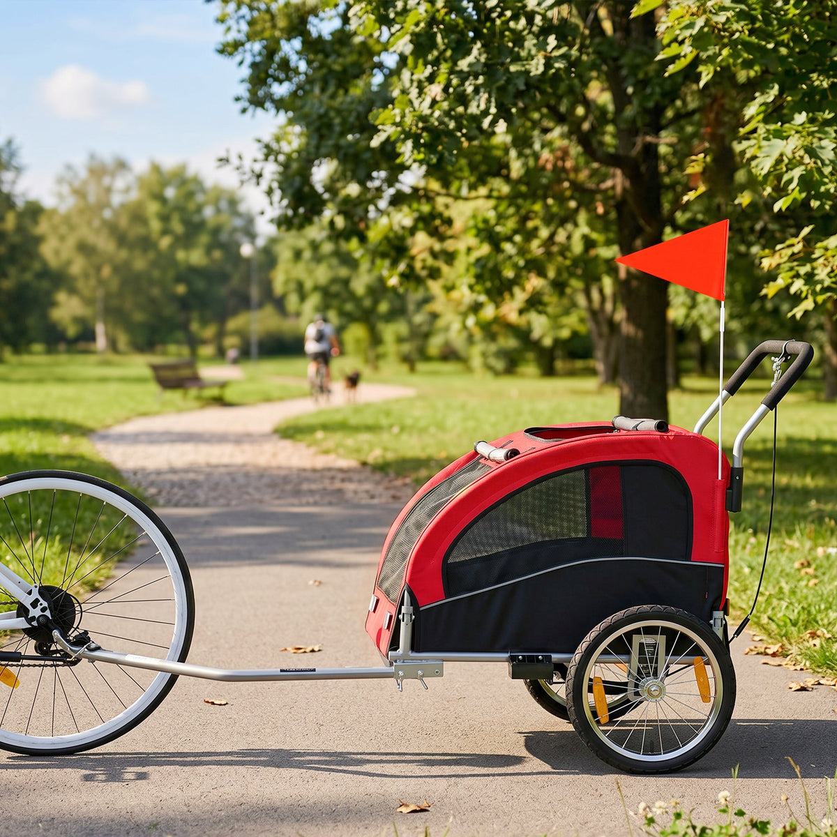 PawNora 2-in-1 Dog Bike Trailer &amp; Stroller – Foldable Pet Carrier with Suspension