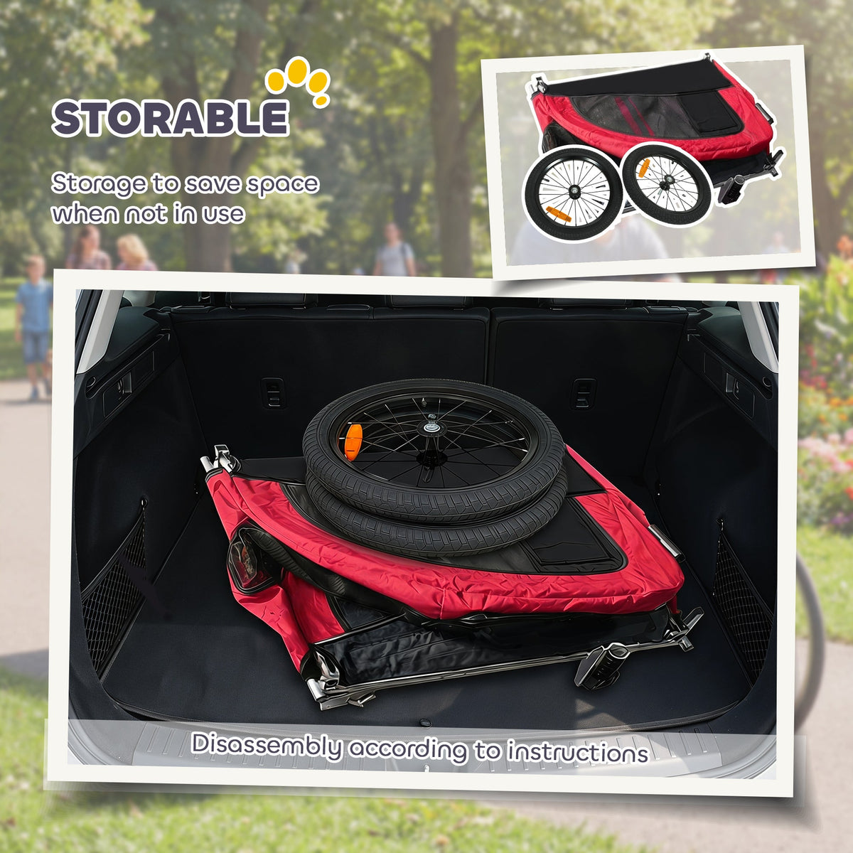 PawNora 2-in-1 Dog Bike Trailer &amp; Stroller – Foldable Pet Carrier with Suspension