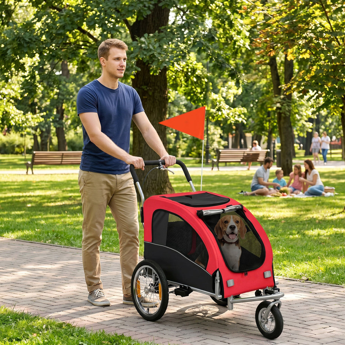 PawNora 2-in-1 Dog Bike Trailer &amp; Stroller – Foldable Pet Carrier with Suspension