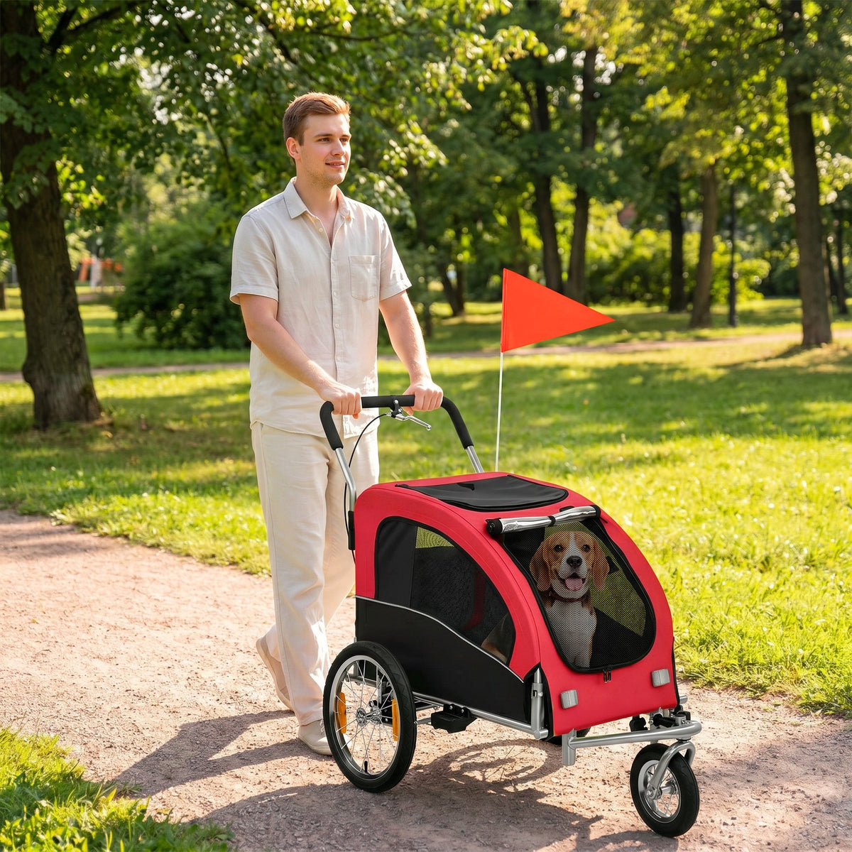 PawNora 2-in-1 Dog Bike Trailer &amp; Stroller – Foldable Pet Carrier with Suspension