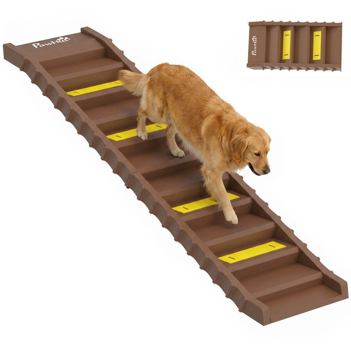 PawNora Foldable Dog Car Ramp – 10-Step Non-Slip Pet Ramp for Cars &amp; Beds