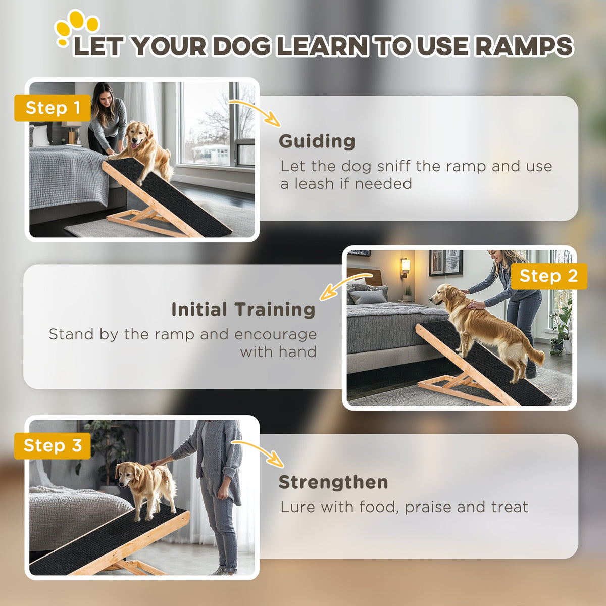 PawNora Adjustable Pet Ramp – Foldable Non-Slip Ramp for Dogs &amp; Cats