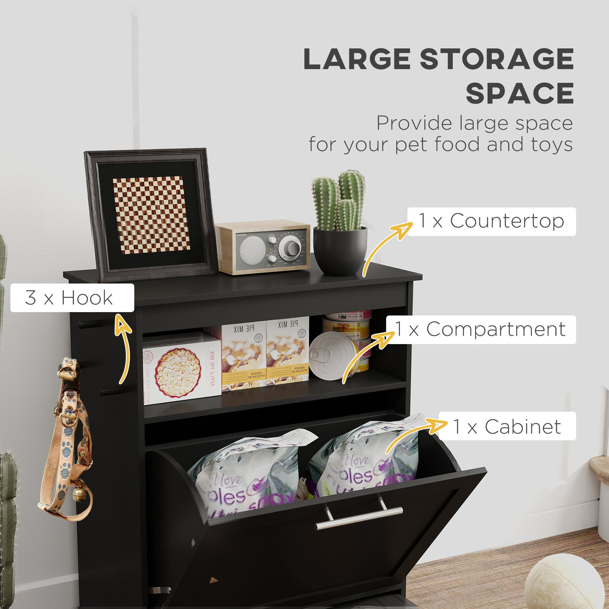 PawNora Pet Feeding Station – Pull-Out Bowl Drawer &amp; Storage Cabinet