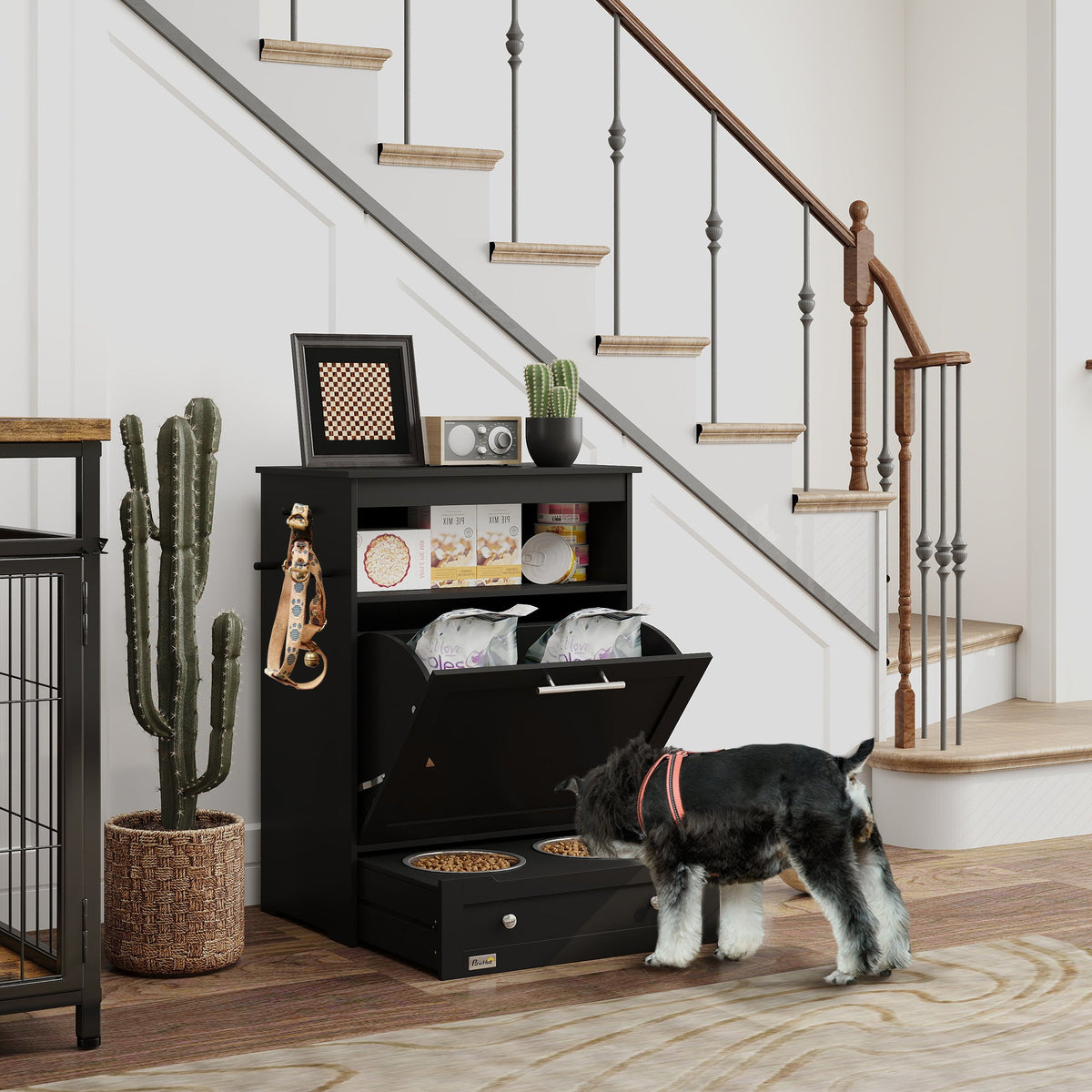 PawNora Pet Feeding Station – Pull-Out Bowl Drawer &amp; Storage Cabinet
