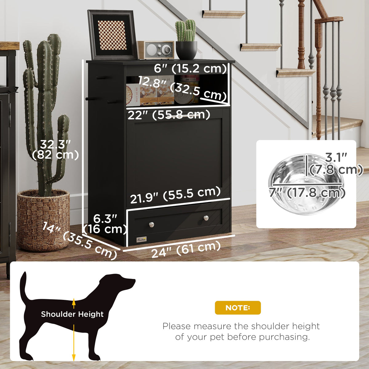 PawNora Pet Feeding Station – Pull-Out Bowl Drawer &amp; Storage Cabinet