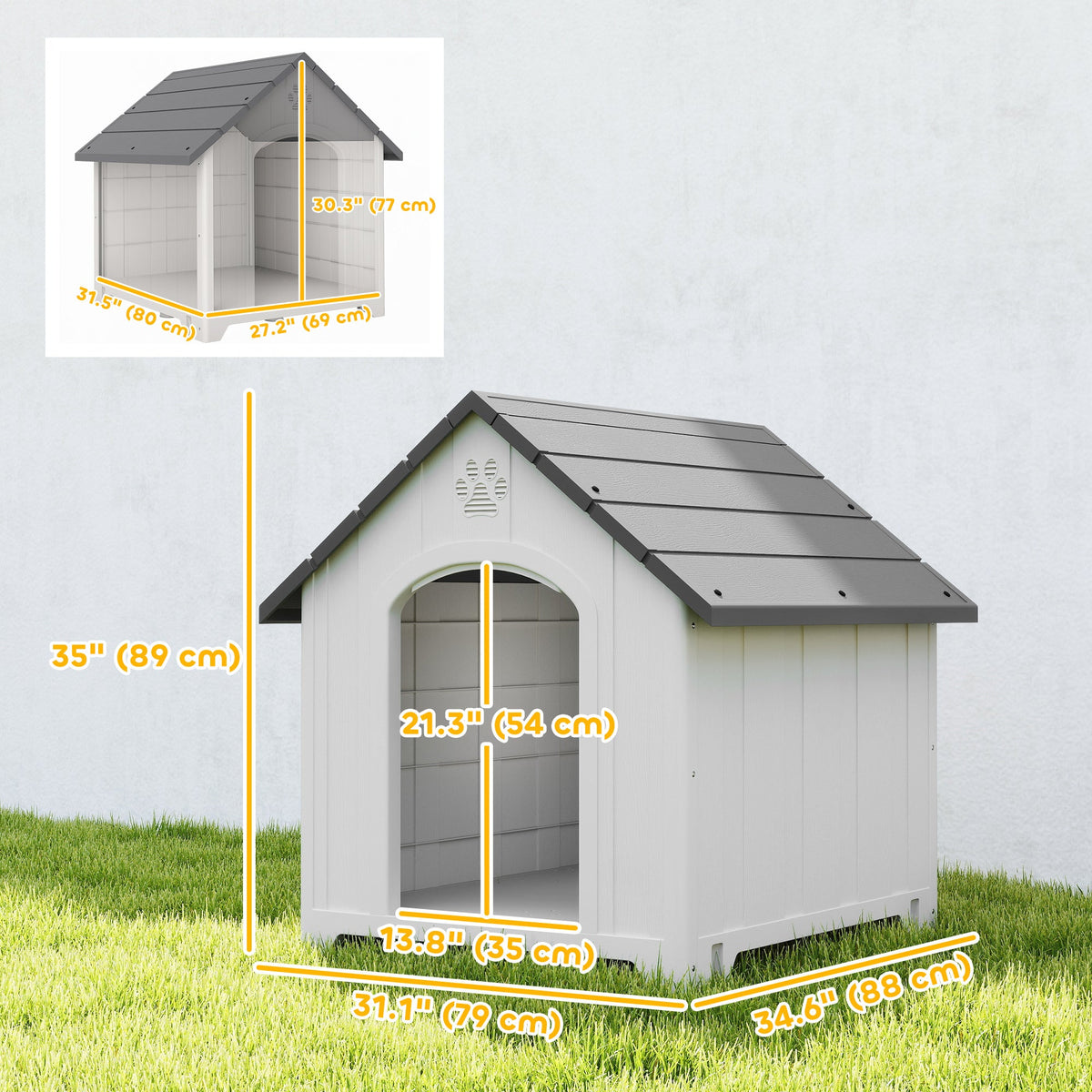 PawNora Large Outdoor Dog House – Reinforced PP Shelter with Raised Base