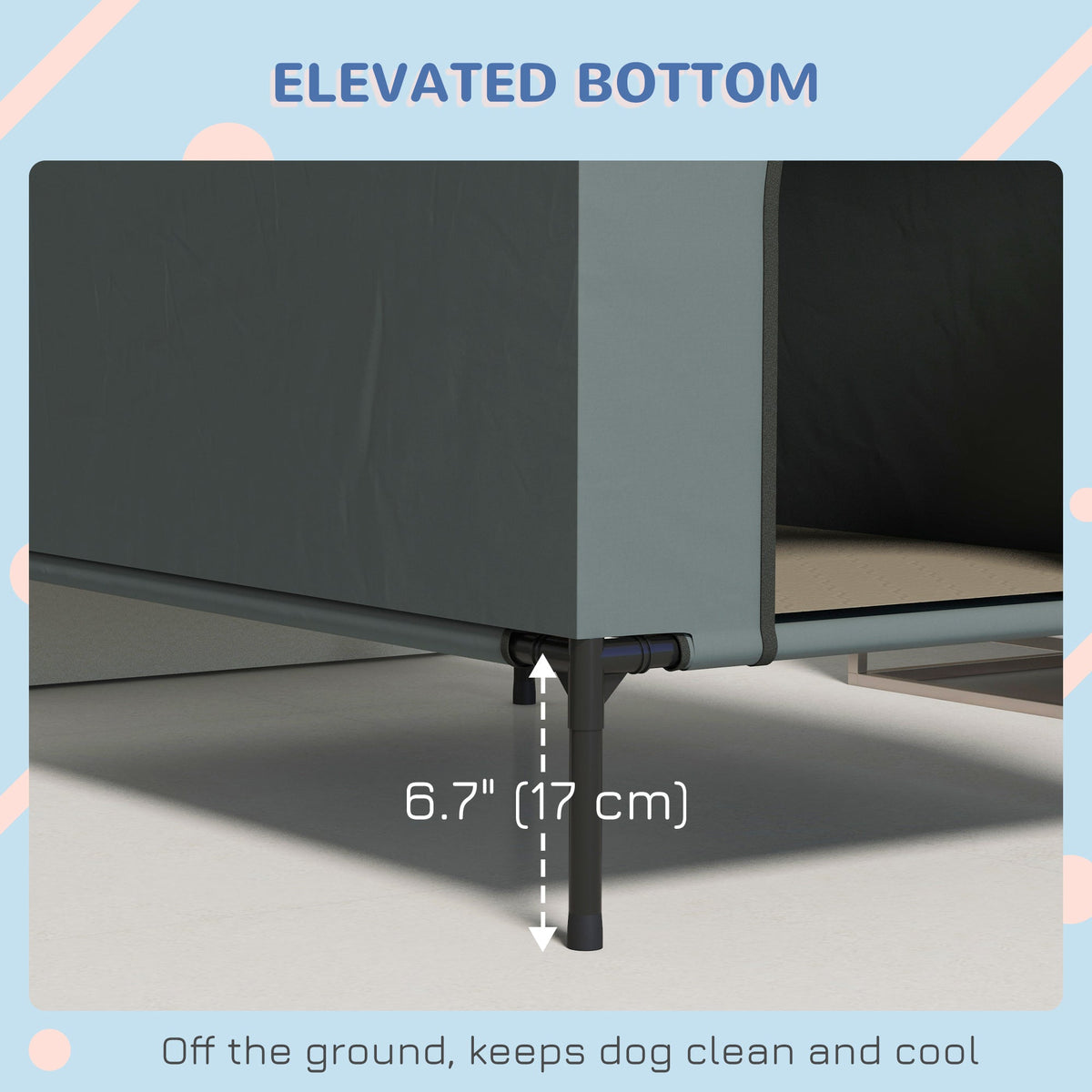 Convertible Elevated Outdoor Dog House & Camping Bed Grey