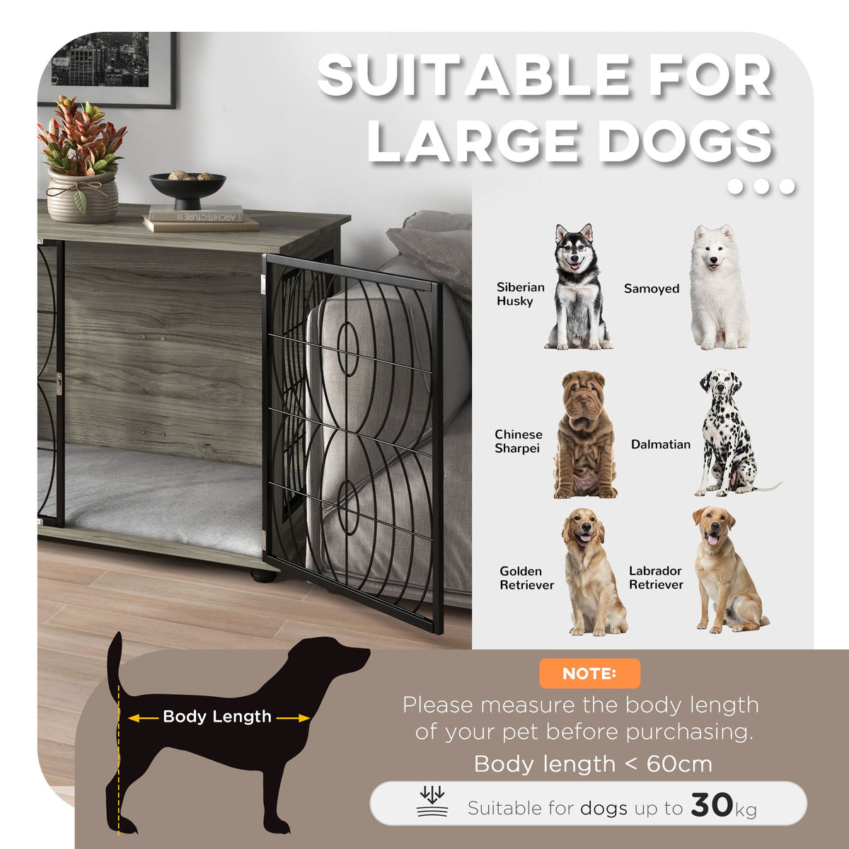 PawNora Large Dog Crate Furniture – Stylish Indoor Kennel with Cushion