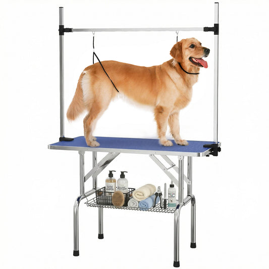 PawNora Professional Pet Grooming Table – Height Adjustable with Storage Shelf