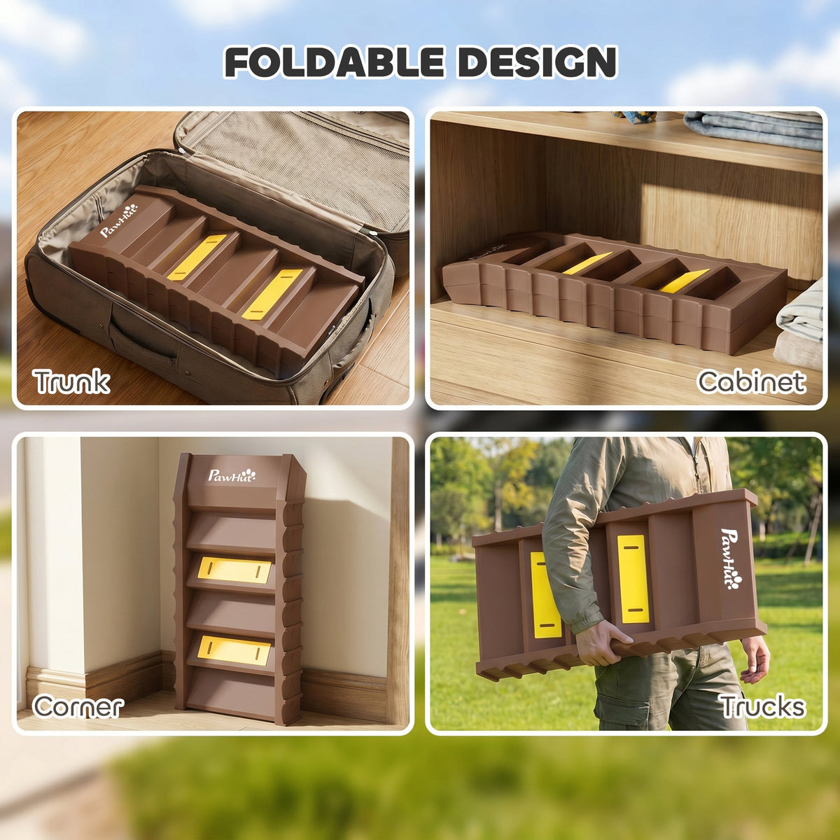 PawNora Foldable Dog Car Ramp – 10-Step Non-Slip Pet Ramp for Cars &amp; Beds