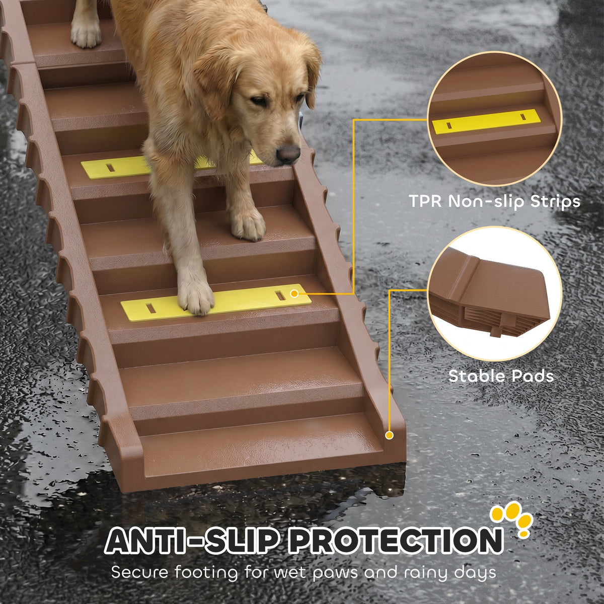 PawNora Foldable Dog Car Ramp – 10-Step Non-Slip Pet Ramp for Cars &amp; Beds