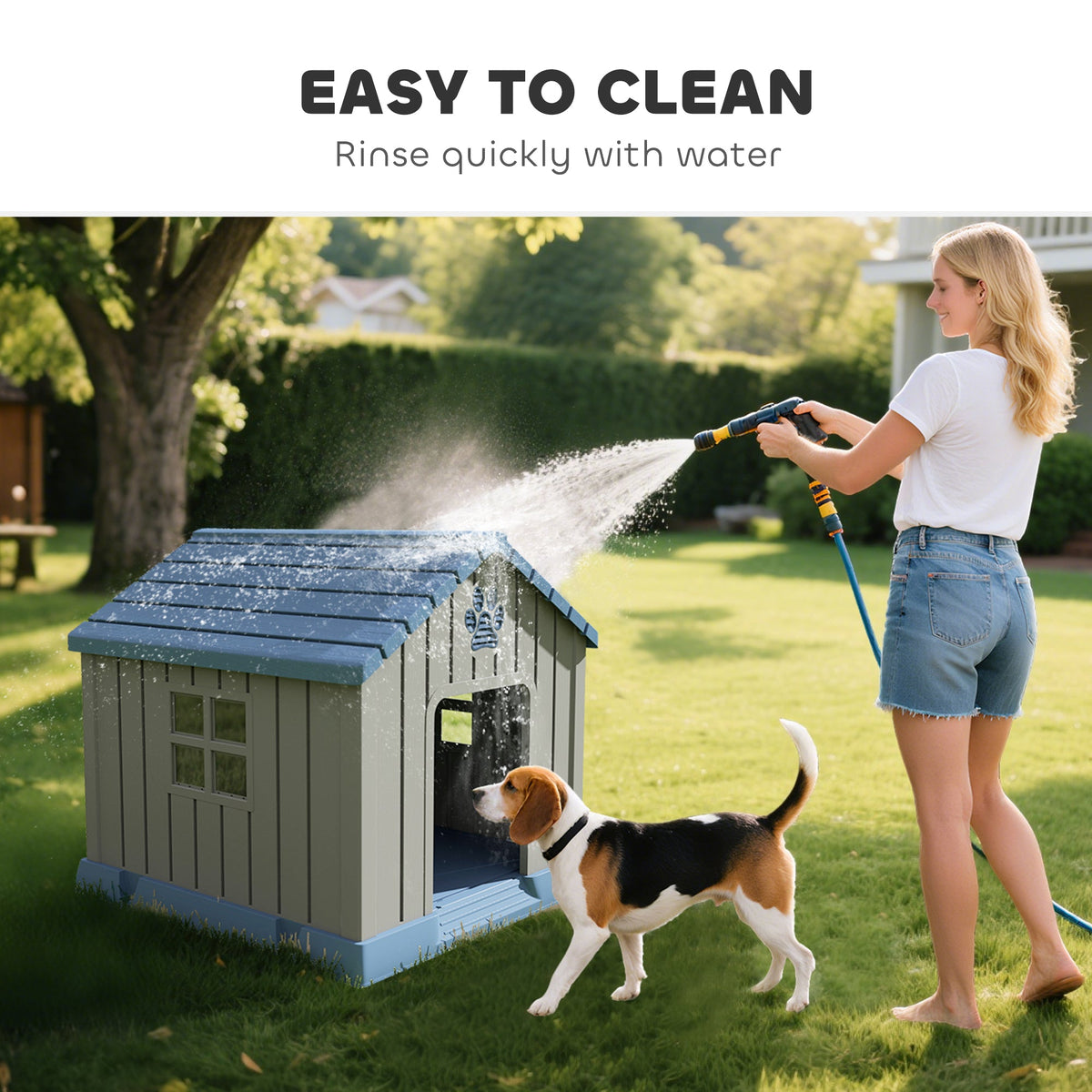 All-Weather Cabin-Style Outdoor Dog House with Ventilation Grey