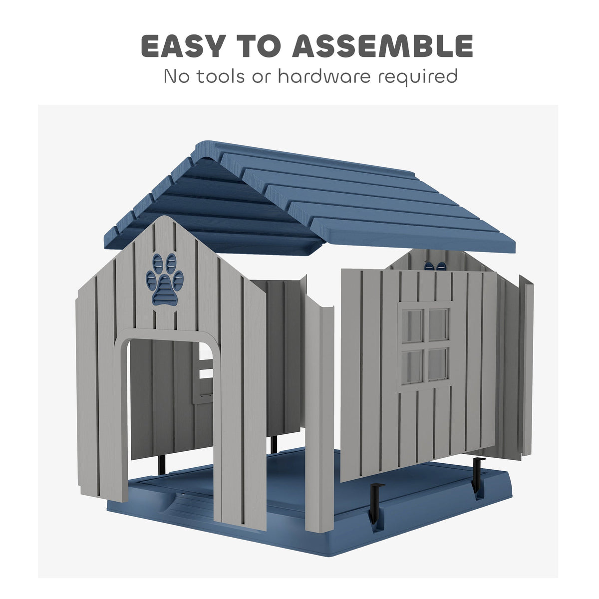 All-Weather Cabin-Style Outdoor Dog House with Ventilation Grey