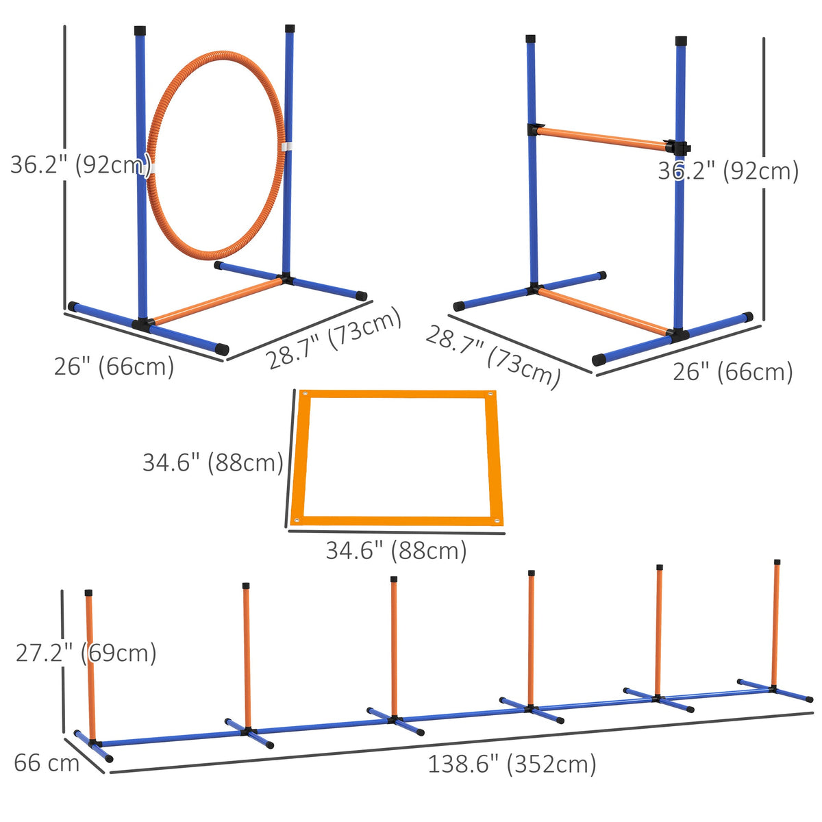 PawNora Dog Agility Training Set – Weave Poles, Hurdle, Jumping Ring &amp; Pause Box
