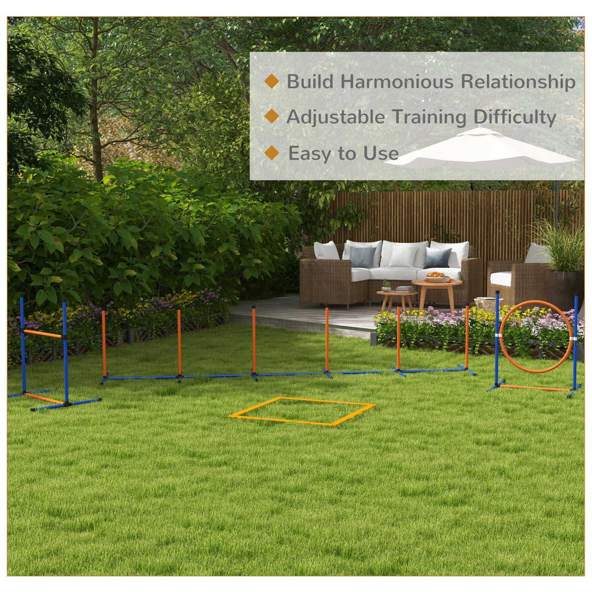 PawNora Dog Agility Training Set – Weave Poles, Hurdle, Jumping Ring &amp; Pause Box