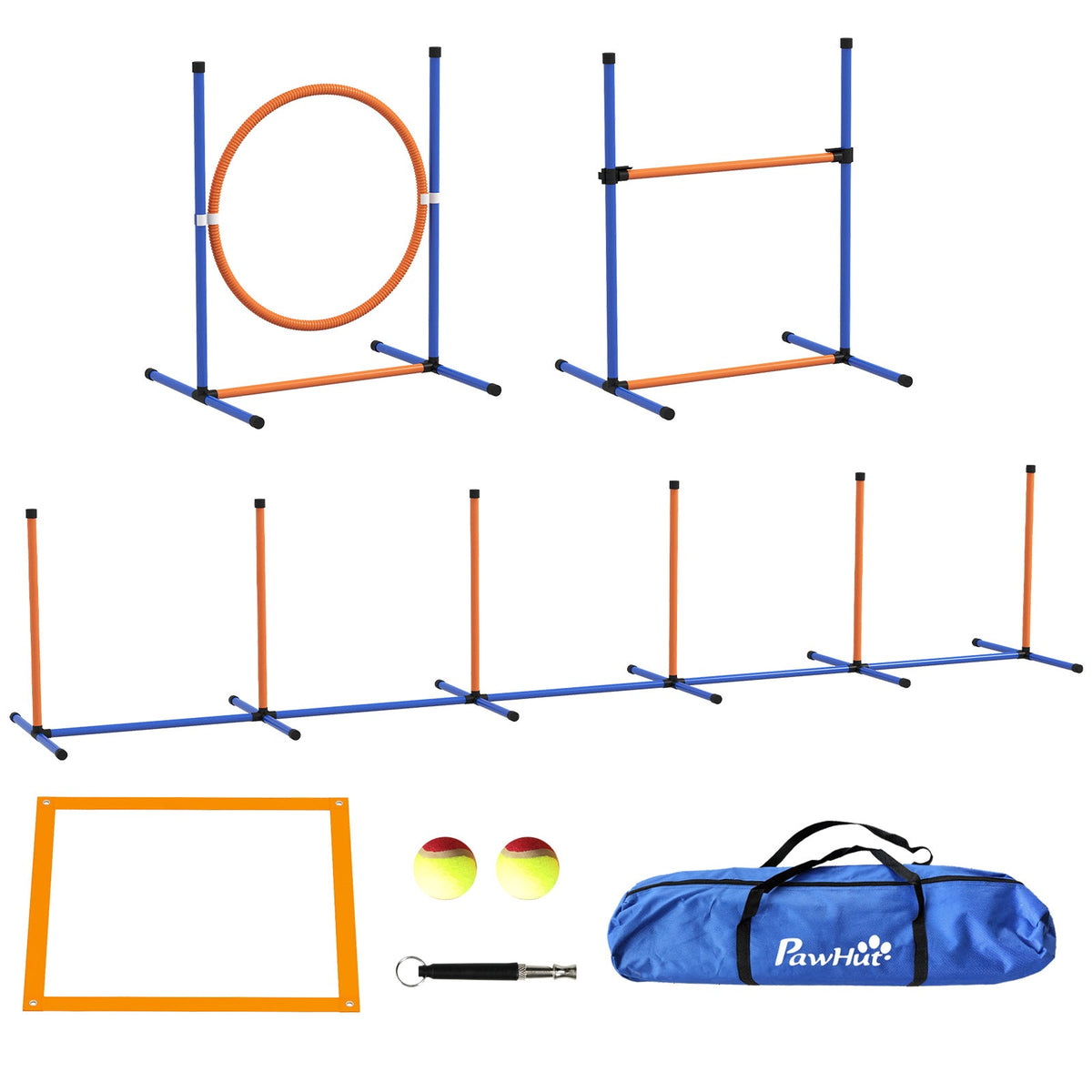 PawNora Dog Agility Training Set – Weave Poles, Hurdle, Jumping Ring &amp; Pause Box