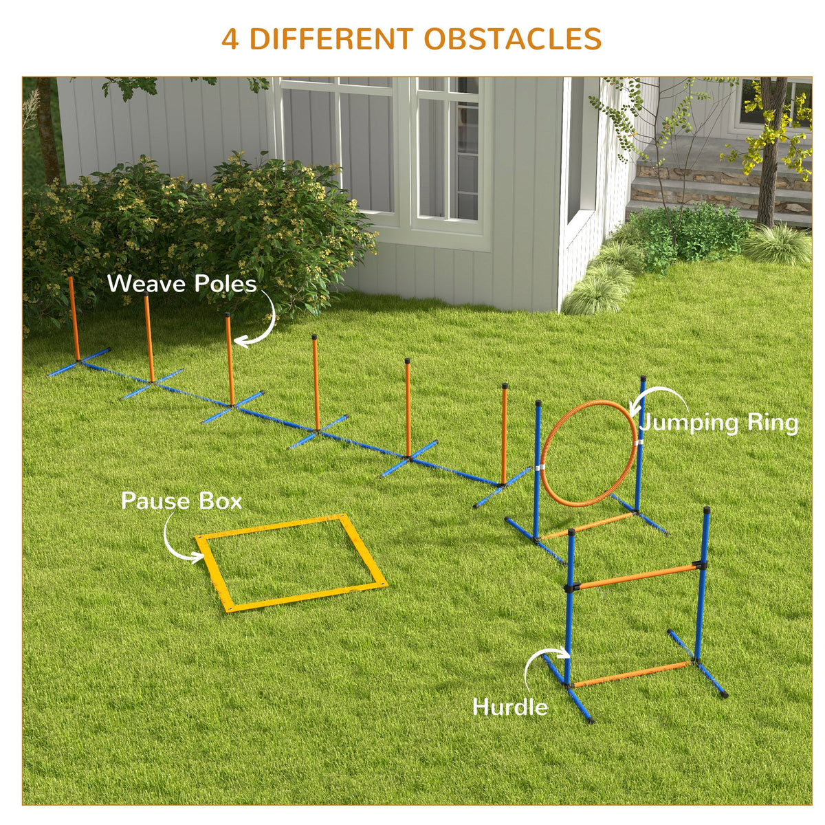 PawNora Dog Agility Training Set – Weave Poles, Hurdle, Jumping Ring &amp; Pause Box