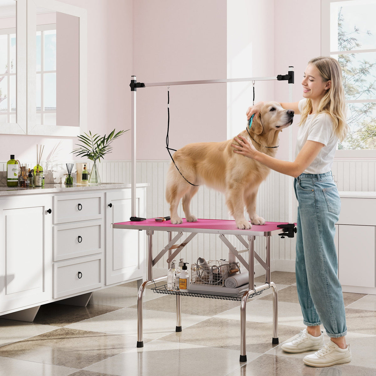 PawNora Adjustable Pet Grooming Table – Height-Adjustable Grooming Station
