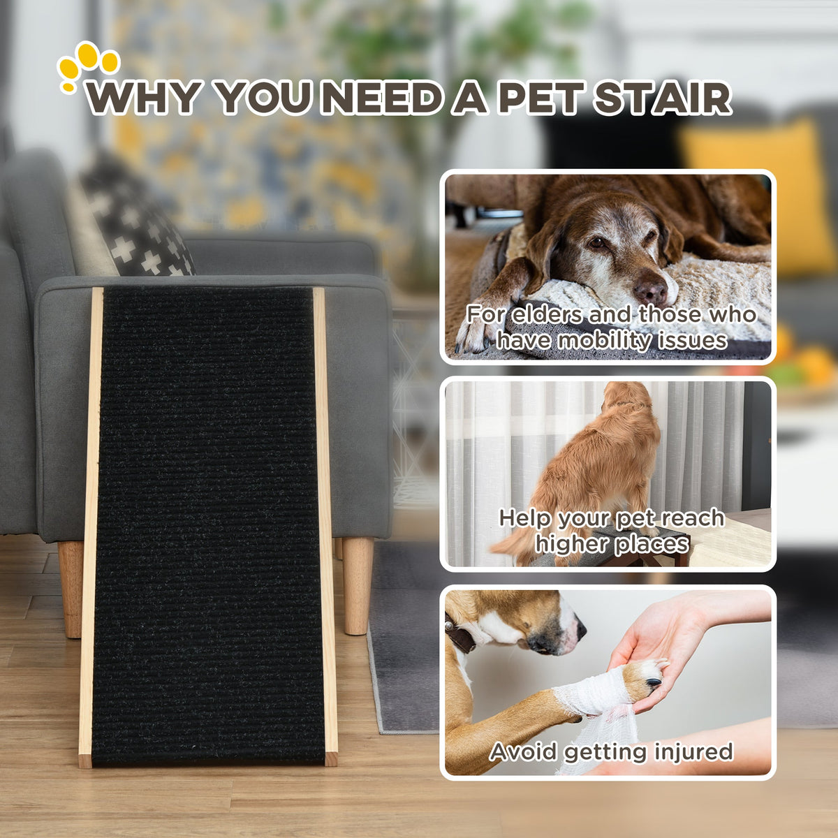PawNora Adjustable Pet Ramp – Foldable Non-Slip Ramp for Dogs &amp; Cats