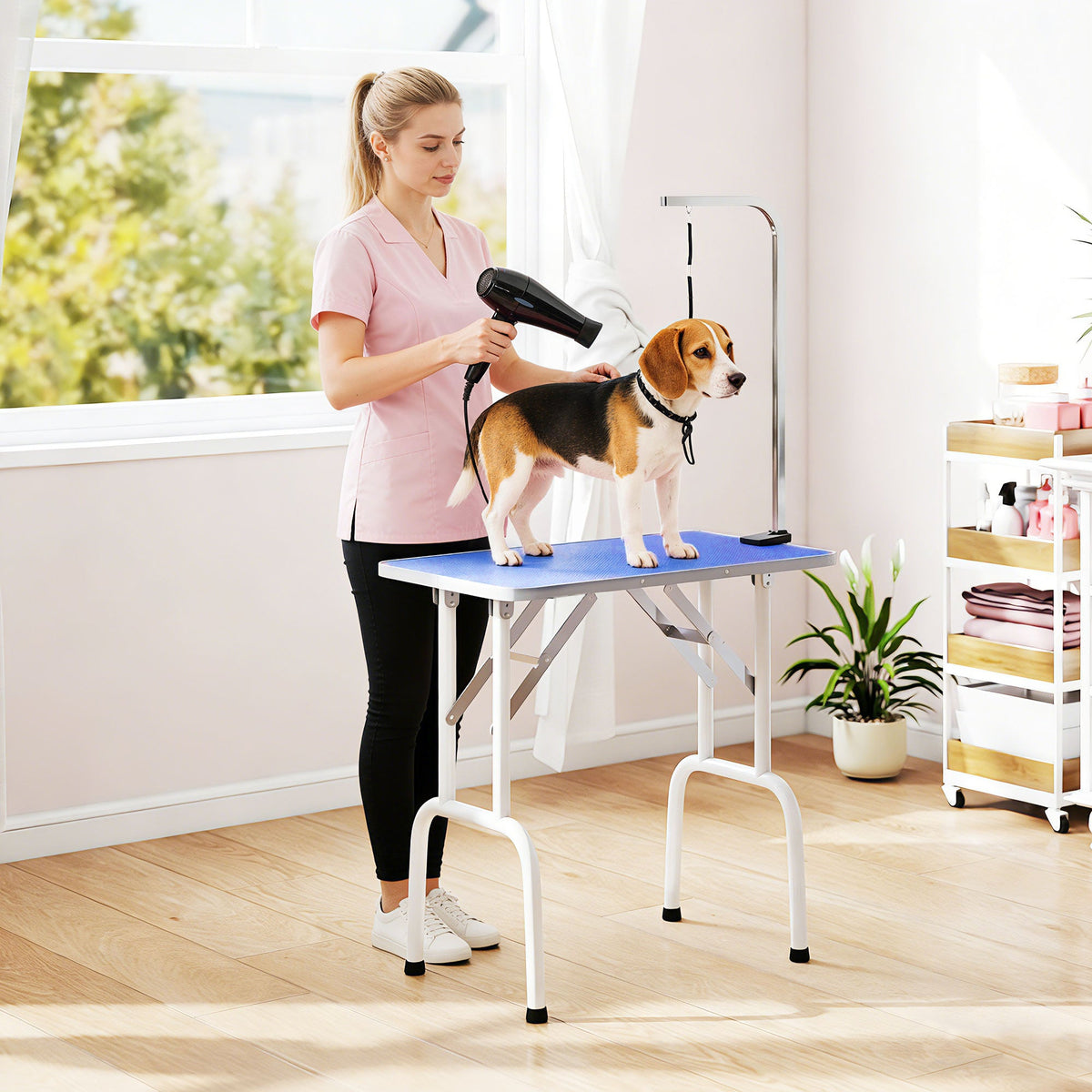 PawNora Foldable Pet Grooming Table – Adjustable Height with Non-Slip Surface