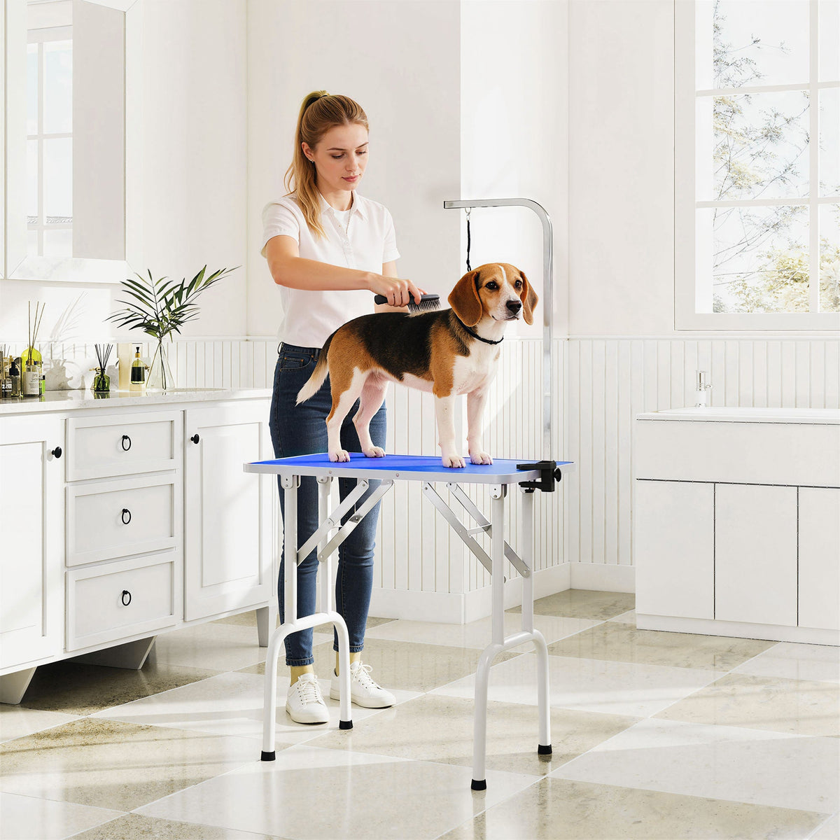 PawNora Foldable Pet Grooming Table – Adjustable Height with Non-Slip Surface