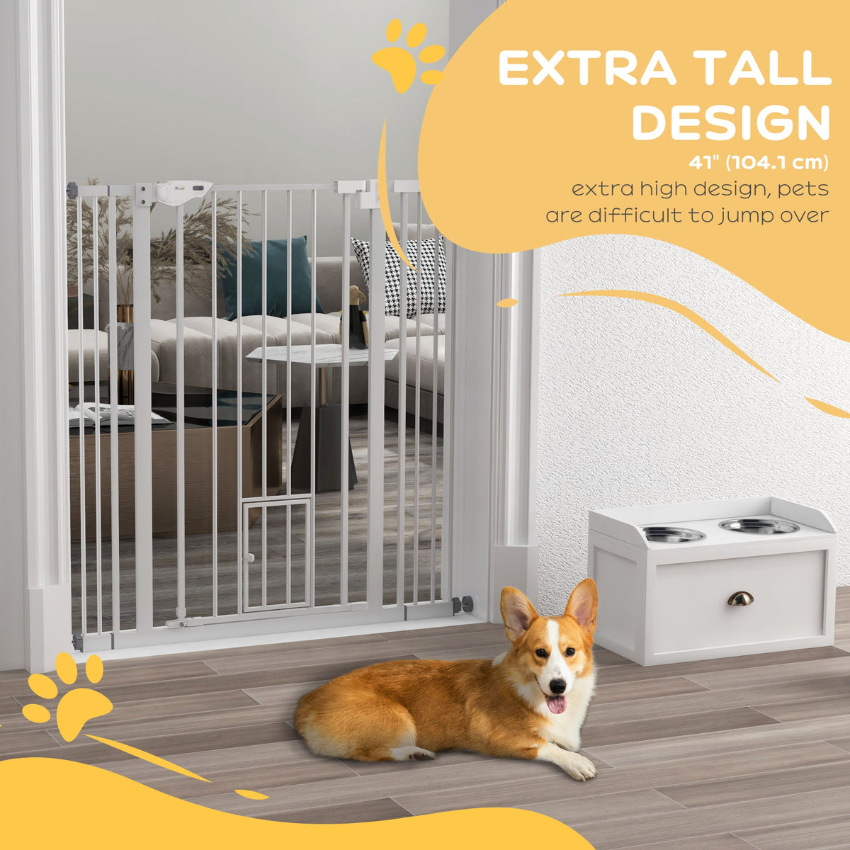 PawNora Steel Pet Gate – Auto-Close Dog Gate with Small Pet Door