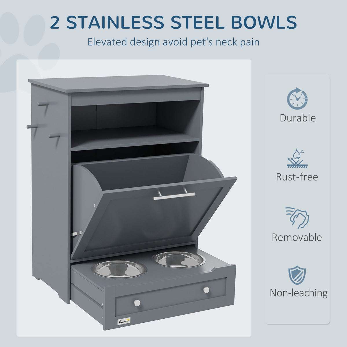 PawNora Pet Feeding Station – Pull-Out Bowl Drawer &amp; Storage Cabinet