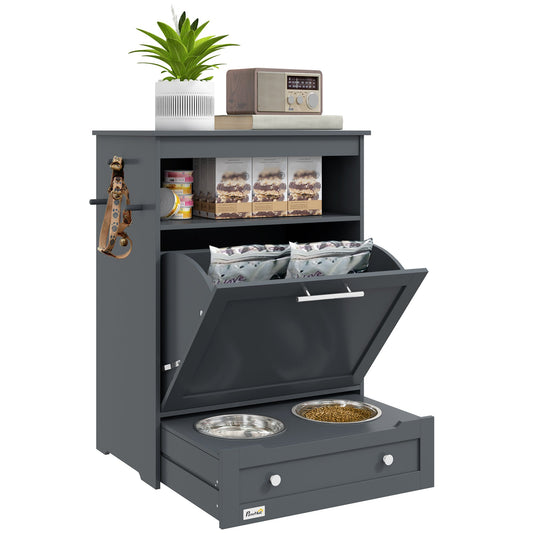PawNora Pet Feeding Station – Pull-Out Bowl Drawer &amp; Storage Cabinet