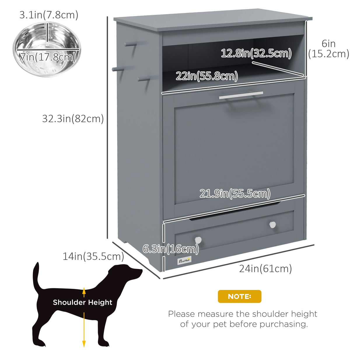 PawNora Pet Feeding Station – Pull-Out Bowl Drawer &amp; Storage Cabinet