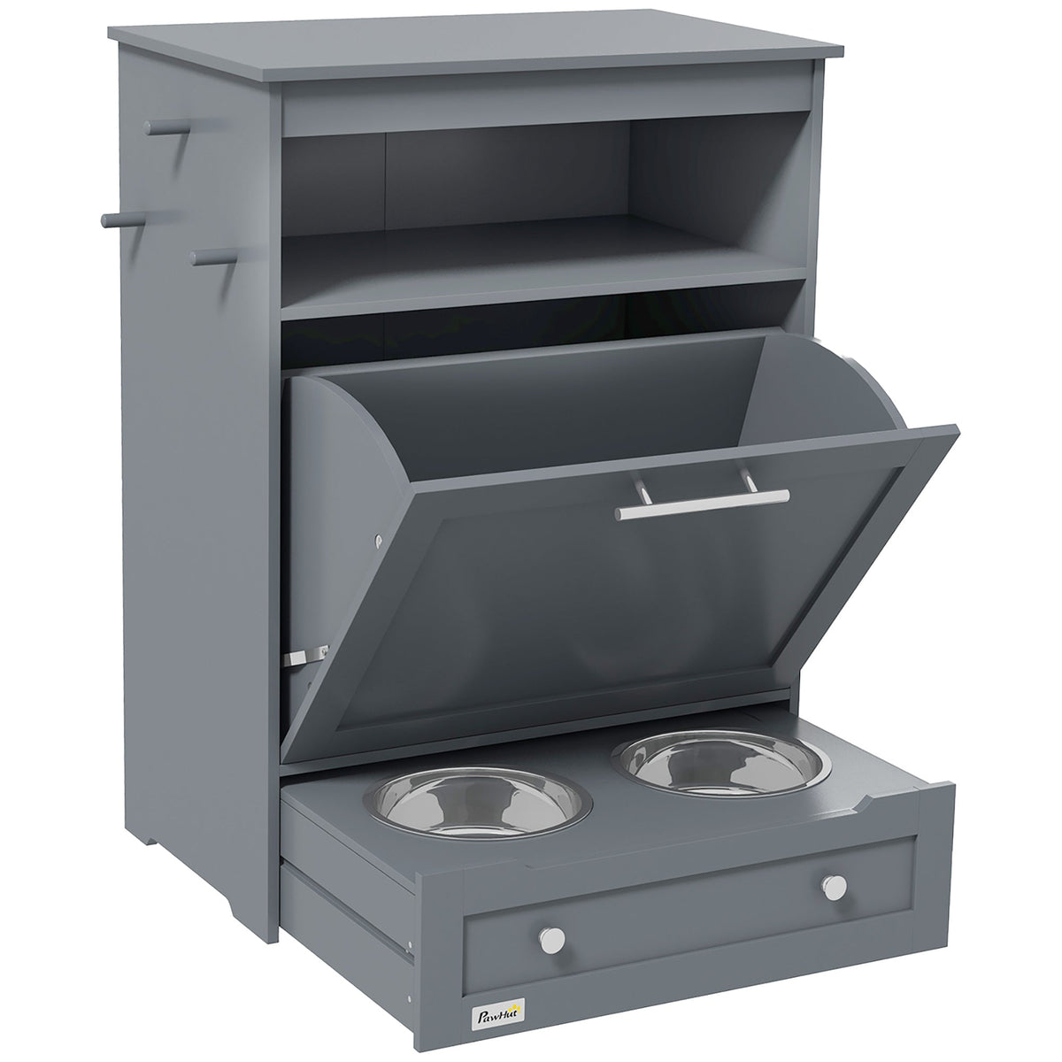 PawNora Pet Feeding Station – Pull-Out Bowl Drawer &amp; Storage Cabinet